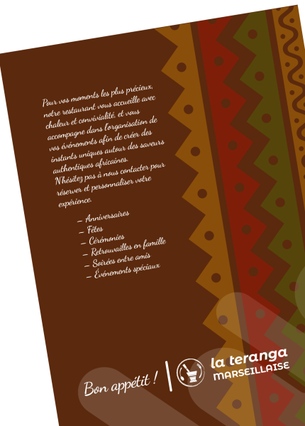 verso Menu - Resto Teranga Marseillaise